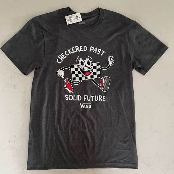 Vans Solid Future SS Skater Graphic T Shirt Heather Graphite Blk Wht Sz S NWT - Picture 2 of 7